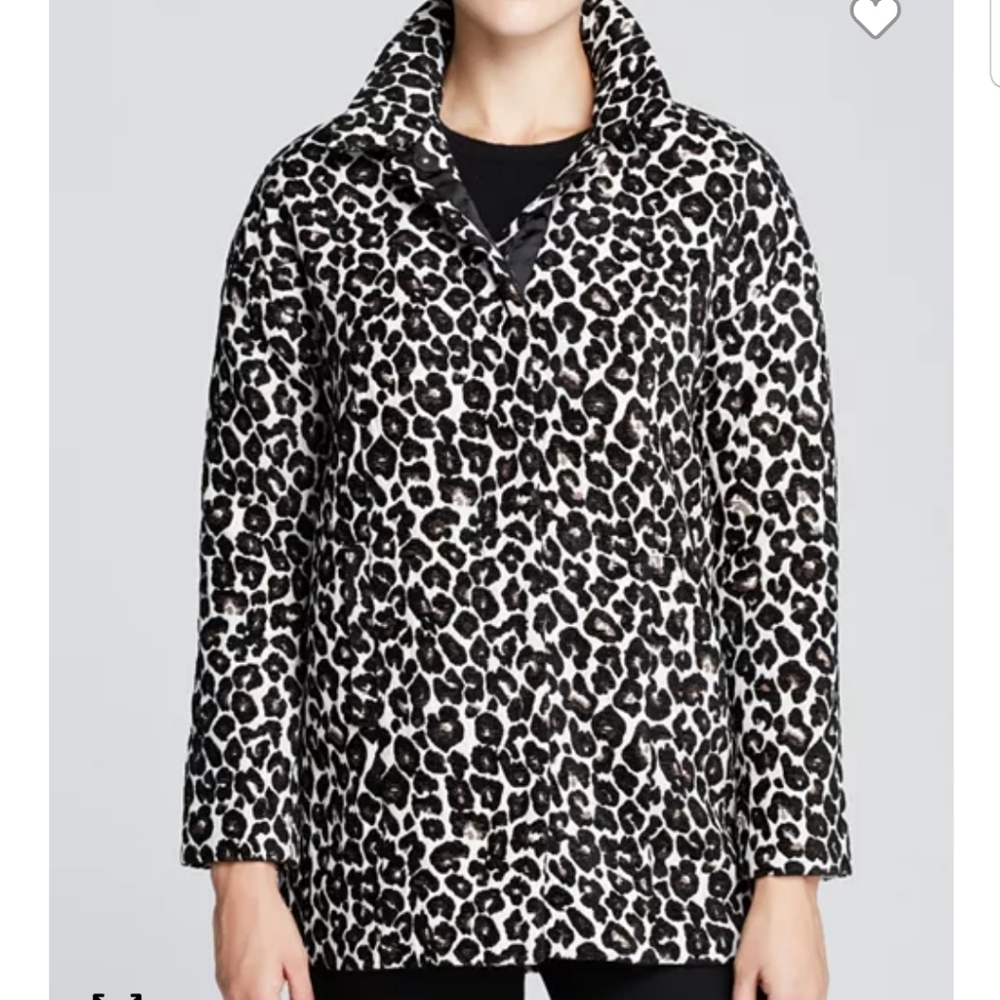 Kut from the Kloth Fransisco Leopard Animal Print Button Down Coat XS